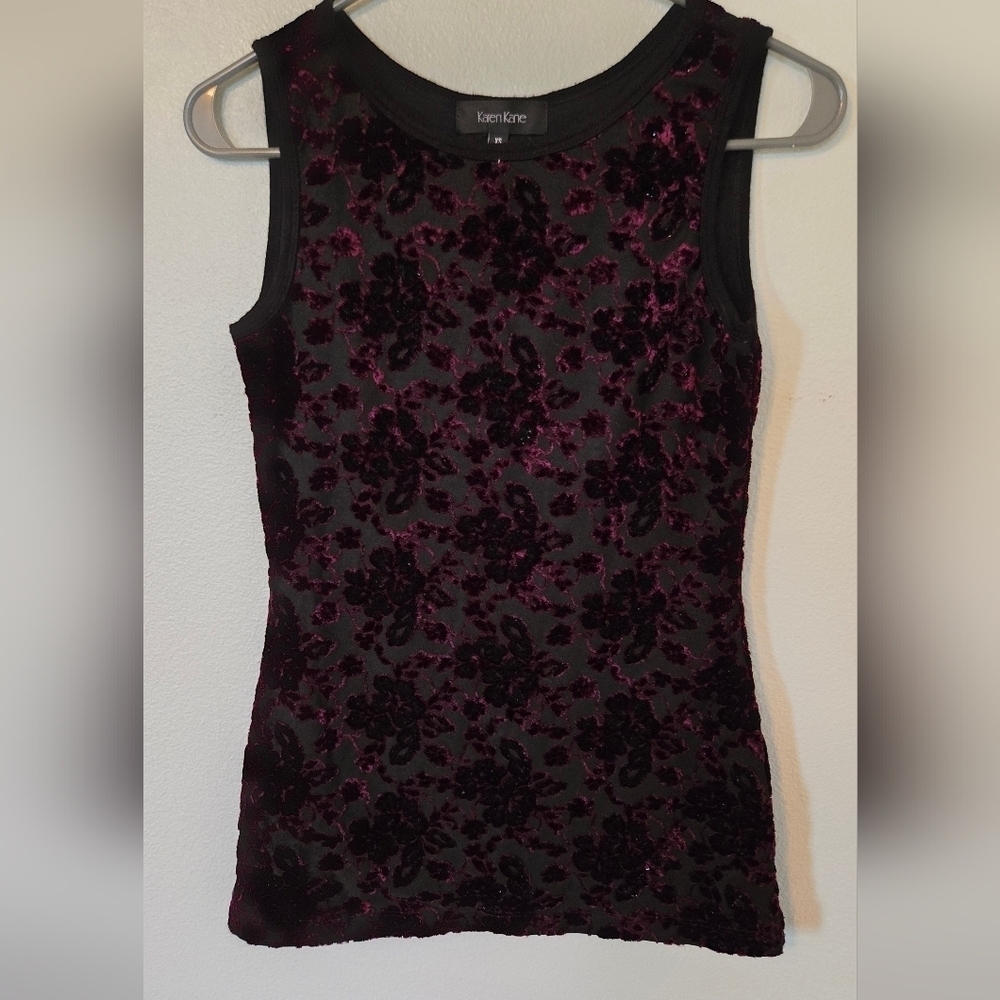 Karen Kane Purple Floral Velvet Tank Size XS